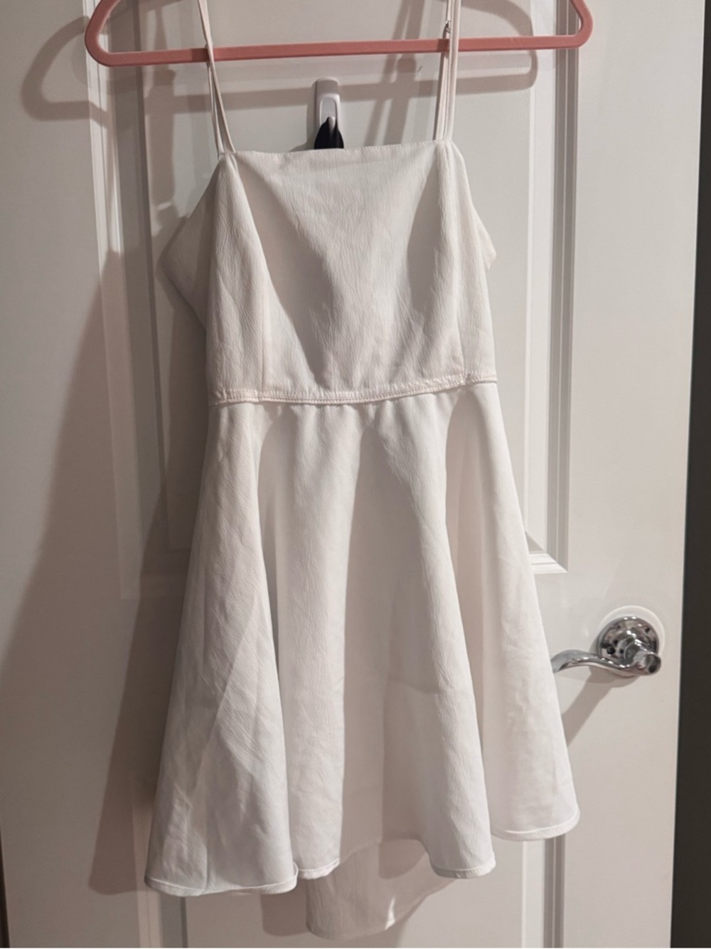 White Ruffle Spaghetti-Strap Mini Dress - Picture 3 of 9